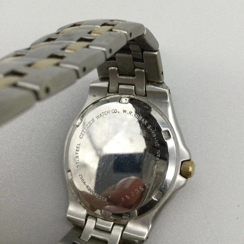 Vtg Citizen 250A-K001463 Mens Watch 37mm Two Tone Day Date New Battery 7.25